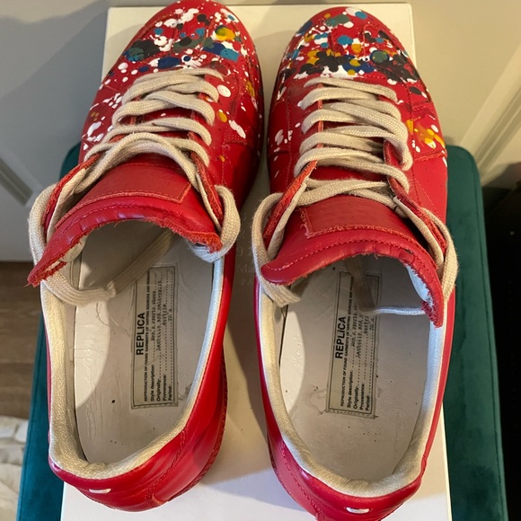 Maison Margiela Men’s Replica Paint-Splattered Low-Top Sneakers - Size 43 - Picture 3 of 7
